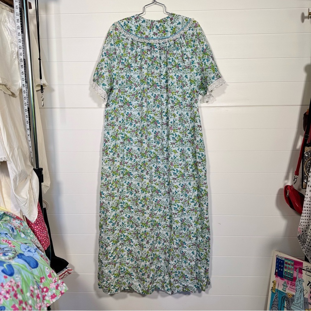 Vtg Sears women’s floral house coat dress button up Side Pocket guesstimate 16 - Picture 9 of 12